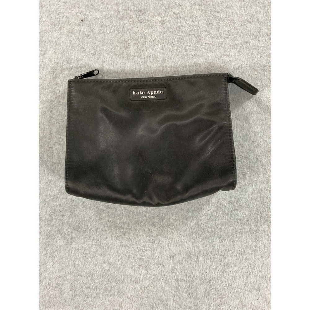 Kate Spade New York Black Nylon Cosmetic Pouch Makeup Bag Zip Top Organizer